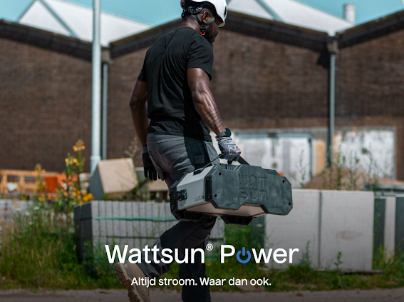Wattsun Stack mobiele stroommodule op een bouwplaats